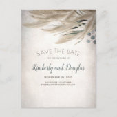 Carte Postale Faire-part Pampas Grass and Greenery Boho Enregistrer la date (Devant)