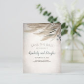 Carte Postale Faire-part Pampas Grass and Greenery Boho Enregistrer la date (Debout devant)