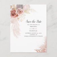 Pampas Grass Floral Script Enregistrer La Date