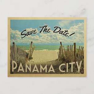 Carte Postale Faire-part Panama City Enregistrez La Date Vintage Plage Nais