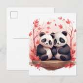 Carte Postale Faire-part Panda si heureux ensemble (Devant / Derrière)