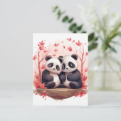 Carte Postale Faire-part Panda si heureux ensemble (Debout devant)