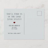 Carte Postale Faire-part Panhandle Lin bleu et Coeur Texas Moving (Dos)