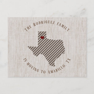 Carte Postale Faire-part Panhandle Lin Brown et Coeur Texas Moving