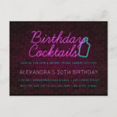 Carte Postale Faire-part Panneau Neon Anniversaire Cocktail Party Invitatio (Devant)