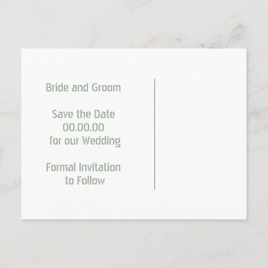 Carte Postale Faire-part Papel picado sauge mariage vert Enregistrer la dat (Dos)