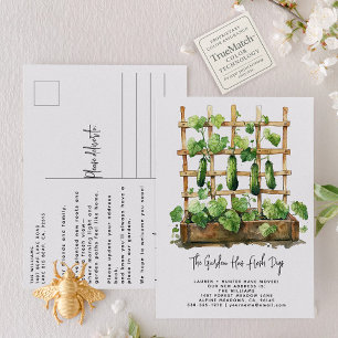 Carte Postale Faire-part Papeterie aquarelle verte moderne Nouvel espace de