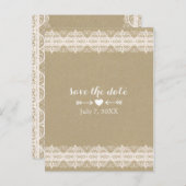 Carte Postale Faire-part Papier Brown & Dentelle Blanche Rustique Enregistr (Devant / Derrière)