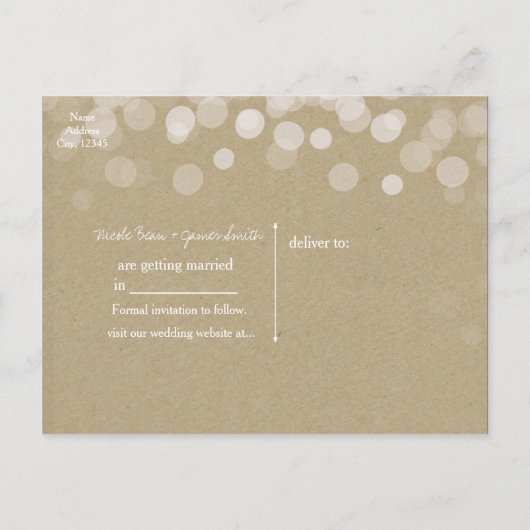 Carte Postale Faire-part Papier Brown Mariage rustique simple Enregistrer L (Dos)