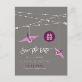 Carte Postale Faire-part Papier Grues Zen Fairy Lights Photo Enregistrer La (Devant)