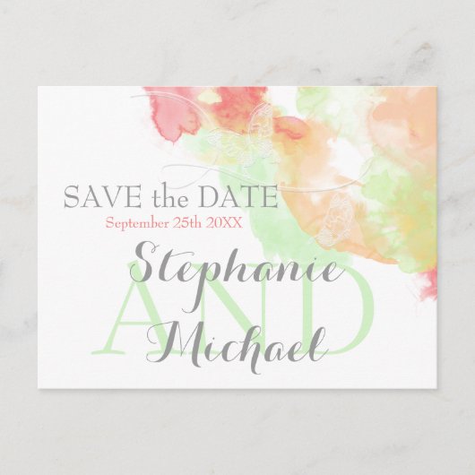 Carte Postale Faire-part Papier Peint Papillon Arc-en-Ciel Sherbet SaveTheD (Devant)