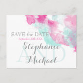 Carte Postale Faire-part Papillon Aquarelle Cranberry Menthe SavetheDate (Devant)