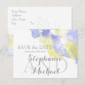 Carte Postale Faire-part Papillon Aquarelle Periwinkle Citron Enregistrer l (Devant / Derrière)