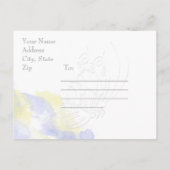 Carte Postale Faire-part Papillon Aquarelle Periwinkle Citron Enregistrer l (Dos)