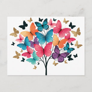 Carte Postale Faire-part Papillon de l'arbre de vie de nature fantaisiste