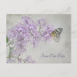 Carte Postale Faire-part Papillon Enregistrer la date sur les lilas