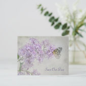 Carte Postale Faire-part Papillon Enregistrer la date sur les lilas (Debout devant)