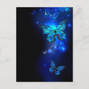 Carte Postale Faire-part Papillon Morpho sur fond sombre