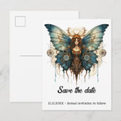 Carte Postale Faire-part Papillon Nymph Fluttergear Mariage Steampunk (Devant / Derrière)