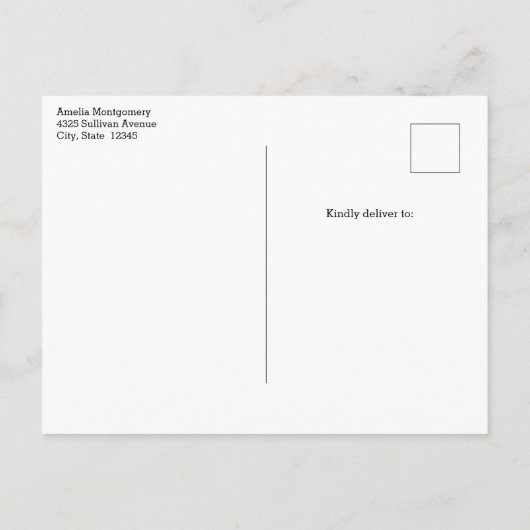 Carte Postale Faire-part Papillon Tour Eiffel et Mariage Motif Rose (Dos)