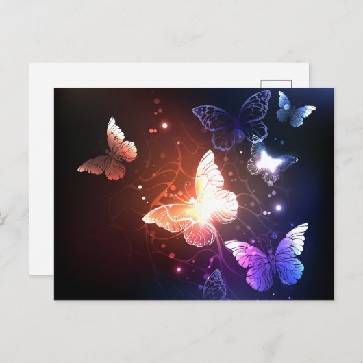 Carte Postale Faire-part Papillons de nuit lumineux (Devant / Derrière)