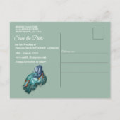 Carte Postale Faire-part Papillons de Paradis/Eclaboussure Turquoise Tropic (Dos)