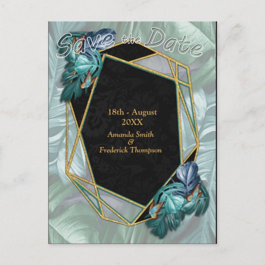 Carte Postale Faire-part Papillons du Paradis/Tropical Turquoise Splash (Devant)