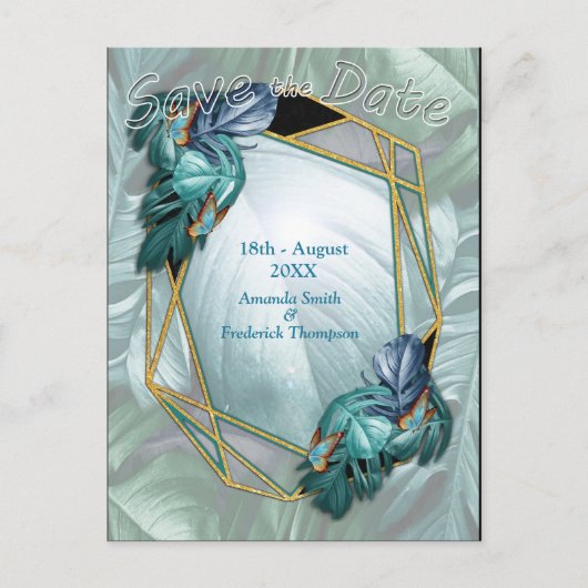 Carte Postale Faire-part Papillons du Paradis/Tropical Turquoise Splash (Devant)