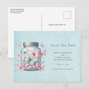 Carte Postale Faire-part Papillons Fantaisistes dans un Pot