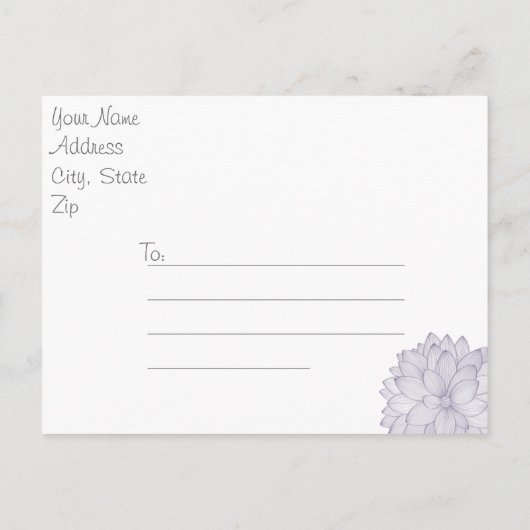 Carte Postale Faire-part Papillons & Lavande Chrysanthème Enregistrer la da (Dos)