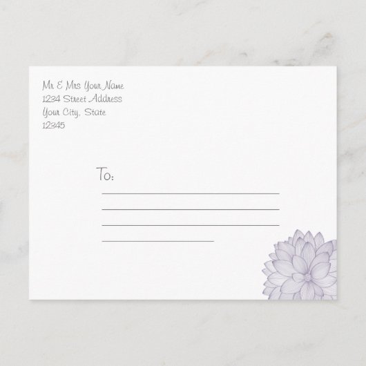 Carte Postale Faire-part Papillons & Lilac Chrysanthemum Enregistrer la dat (Dos)