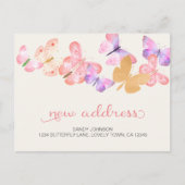 Carte Postale Faire-part Papillons rose corail Ma nouvelle adresse (Devant)