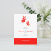 Carte Postale Faire-part Papillons rouges simples Épargnez la date mariage (Debout devant)