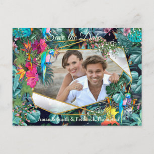 Carte Postale Faire-part Paradis de la flore tropicale & oiseaux