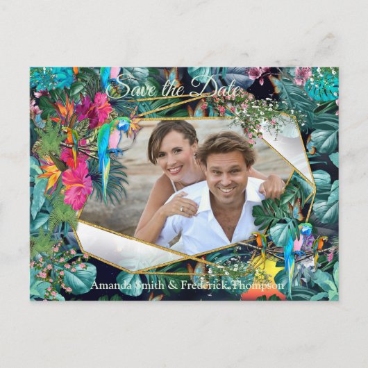 Carte Postale Faire-part Paradis de la flore tropicale & oiseaux (Devant)