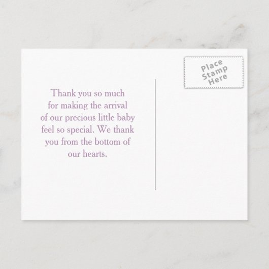 Carte Postale Faire-part Parapluie mignonne violet et Merci de Baby shower (Dos)