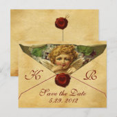 CARTE POSTALE FAIRE-PART PARCHEMENT DE SCELLULAIRE DE CIRE DU COEUR D'ANGE  (Devant / Derrière)