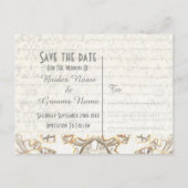 Carte Postale Faire-part Parchemin en dentelle blanche enregistrer la date (Dos)