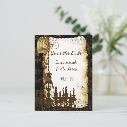 Carte Postale Faire-part Parchemin Scroll Lustre Enregistrer la Date (Debout devant)