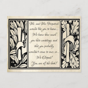 Carte Postale Faire-part Parchemin Vintage Élégant Faire Part de Mariage Dr