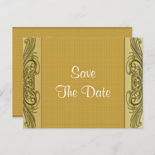 Carte Postale Faire-part Parchemins dorés 50e anniversaire de mariage (Devant / Derrière)