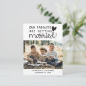 Carte Postale Faire-part Parents mariés enfants photo enregistrer la date (Debout devant)