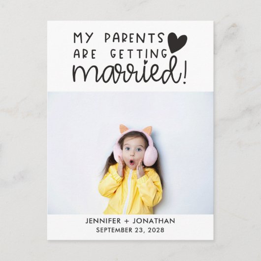 Carte Postale Faire-part Parents se mariant photo d'enfant save the date (Devant)