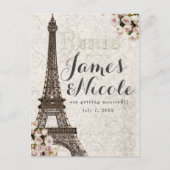 Carte Postale Faire-part Paris Chic Elegant Tour Eiffel Enregistrer la date (Devant)