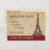 Carte Postale Faire-part Paris Destination Wedding Enregistrer la date (Devant / Derrière)