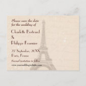 Carte Postale Faire-part Paris Destination Wedding Enregistrer la date (Dos)