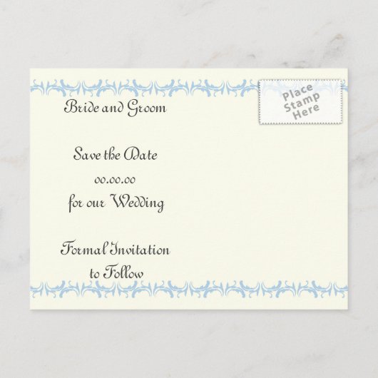 Carte Postale Faire-part Paris mariage bleu Tour Eiffel Enregistrer la date (Dos)