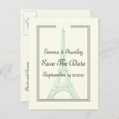 Carte Postale Faire-part Paris Monnaie mariage Tour Eiffel Enregistrer la d (Devant / Derrière)