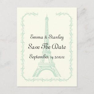 Carte Postale Faire-part Paris Monnaie mariage Tour Eiffel Enregistrer la d