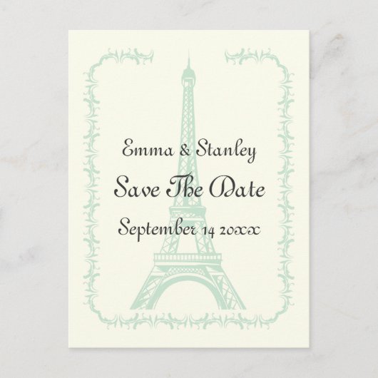 Carte Postale Faire-part Paris Monnaie mariage Tour Eiffel Enregistrer la d (Devant)